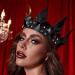 KIPETTO Gothic Leather Crown Black Halloween Costume Headdress Adjustable Gothic Headband for Halloween Masquerade Wedding Birthday Party - Buy Online on GoSupps.com