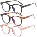 2 Pack Blue Light Blocking Glasses Anti Blue Light Gaming Glasses Retro Fashion Frame Non-Prescription Lens Anti Fatigue Headache Computer Screen Glasses for Women and Men Unisex Round Glasses A2 3pack black+flower+pink