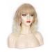 Natural-Looking Ombre Blonde Wavy Bob Wig with Bangs - Heat Resistant Synthetic Wig for Women - Buy Online on GoSupps.com