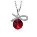 HAODUOO Necklace Pendant Silver Handmade Bow with Red Gem Stones Crystals Fine Women Jewelry Gifts