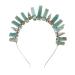 Soulnioi Natural Amazonite Crystal Headband White Wire Wrap Ancient Silver Raven Irregular Amazonite Crystal Pillars Crown Headband for Gift of Party Birthday