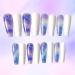 Luvadeyo Long Wave Press-On Artificial Nails - 24PC Gradient Blue White & Purple | Perfect for Women & Girls - Buy Online on GoSupps.com