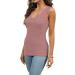 Shop Bijerou Women's V-Neck Sleeveless Racerback Top - Slim Fit Summer Fashion in Blue & Ros Gold XS Available - International Shipping - Buy Online on GoSupps.com