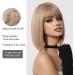 OUFEI Ombre Blonde Bob Wig with Bangs - Short Straight Synthetic Hair Wig for Women, Perfect for Daily Wear, Parties, and Cosplay (1124-1) - Buy Online on GoSupps.com