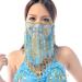 Face Veil Belly Dance Costume | Sky Blue Mesh Face Veil with Beads | Halloween Accessory - One Size - Buy Online on GoSupps.com