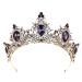 Vintage Tiara for Women Crystal Queen Crowns and Tiaras Costume Party Accessories for Wedding Halloween Prom Purple