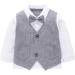 AmzBarley Boys Gentlemans Outfit Suit | Long/Short Sleeve Shirt, Pants, Vest, Bowtie | Birthday Party Tuxedo Rompers | Grey | Size 3-4 Years - Buy Online on GoSupps.com