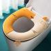 Warm Toilet Seat Covers 2PCS with Zipper Lid Lifter Handle Cat Cartoon Design - Washable & Reusable Toilet Seat Mats in Cat-yellow Grey - Buy Online on GoSupps.com