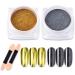 Black Mirror Powder Metallic Chrome Powder Set - Gold & Black Nail Art Glitter Pigment Dust with Sponge Applicators - Buy Online on GoSupps.com