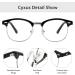 Cyxus Retro Semi Rimless Blue Light Glasses for Men & Women - Anti Eye Strain & Gaming - Stylish Black Silver Frame - Buy Online on GoSupps.com