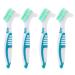 Healifty 4 Pcs Hard Denture Brush Double Sided Toothbrush Multi- Layered Bristles Fake Teeth Cleaning Brush Denture Care (Green)