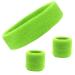 Kenz Laurenz Sweatband Set Cotton Sports Headband Terry Cloth Wristband Moisture Wicking Sweat Absorbing Head Band Athletic Exercise Basketball Wrist Sweatbands and Headbands Neon Green