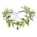 LEEMASING Woodland Elf Headpiece Fairy Leaves Green Rhinestone Crown Headband For Baby Shower Wedding Party Beach Travel Festival