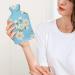 Blue White Flower Hot Water Bottle with Plush Cover - Hand Warmer for Adults & Kids - 26.5x15.3cm - Buy Online on GoSupps.com