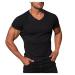 Men's Ribbed Knit Tops Comfort Flex Shirt Beach Yoga Casual Summer Shirts Soft Fitted Tees Slim Fit V-Neck Shirt 4X-Large Black