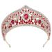Yunyuebridal Baroque Queen Tiaras and Crown for Women Rhinestone Gold Wedding Birthday Party Costume Hair Accessory White Red