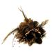 Flower Feather Bead Corsage Hair Clips Fascinator Hairband and Pin (Brown)