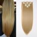 Ash Blond Hair Extensions Clip in Long Straight Ombre Extension Hairpiece 23inch Full Head 8 Pieces 18 Clips 23 Inch Straight #Ash Blond