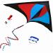 Best Delta Kite, Easy Fly for Kids and Beginners, Single Line w/Tail Ribbons, Stunning Colors, Large, Meticulously Designed and Tested + Guarantee + Bonuses Red, Blue, Black Large