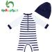 UPF 50+ Baby Boy Swimwear Set with Sun Hat | Navy Stripe | 3-6 Months - Buy Online on GoSupps.com