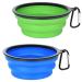 Petbonus Dog bowls foldable dog bowl 2 pieces of silicone water bowl for dogs on the way portable leak -proof travel bobs with carabiners for dogs for water and food (blue green) 1000ml blue and green