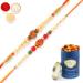 Ghasitaram Gifts Rakhi for Brother Rakhis Online - Set of 2 6135 6276 Om Pearl Rakhi Threads with 100 GMS of Dryfruits Mix Can