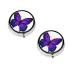 (Purple Butterfly Printed) Round Pill Box 3 Compartment Pill Box Mini Decorative Pocket Purse Portable Travel Medicine Tablet Vitamin Holder Organizer Pill Case Black