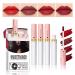 4 Colors Matte Lip Gloss Matte Velvet Lipstick Lip Stain Matte Liquid Lip Gloss Set Long Lasting 24 Hours Waterproof Ladies Lip Balm Lipstick - Set C