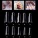 MWoot 500 pieces wrong nail tips French acrylic artificial fake Coffins fingernails nail art tips for women girls 10 sizes (clear)