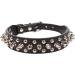 Aolove Spiked Rivet Studded Pet Collar for Cats & Dogs | Adjustable PU Leather | 12-14.5 Neck | Black - Buy Online on GoSupps.com