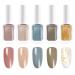 KADS Nail Polish Set - 5 Trendy Glitter Colors 24K Golden Color elegant