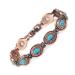 Yinox magnetic therapy arthritis copper bracelet for women effectively relieves arthritis and wrist pain inserted with Turkish turquoise combines fashion and health (3500 gauss) (n)