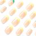 24Pcs Short French Green Press on Nails with Glue - Elegant Square False Nails for Women & Girls | Glossy Acrylic, Full Cover Stick on Nails - Style 7 - Buy Online on GoSupps.com