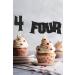 Sumerk 24PCS 4th Birthday Cupcake Toppers Black Glitter Happy 4th Cake Decorations for 4th Birthday Wedding Anniversary Party Decoration Supplies - Buy Online on GoSupps.com