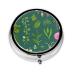 Flowers and Plantsround Pill Box 3 Compartment Round Pill Box Organizer &Portable Travel Pill Box for Traveling.