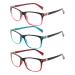 Kerecs 3 Pack Reading glasses women Spring hinges good glasses of high quality rectangular comfortable women reading aid (1.5 3 color) 1.5 3 Mix color