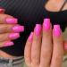 Hot Pink Press on Nails Medium Square SXVME Natural Acrylic Glue on Nails Medium Length Coffin Nails Press ons Medium Short Gel Nails Thick Reusable Fake Nails Solid Color 24 False Nails glossy hot pink