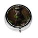 Cute Dog with a hat Portable Metal Pill Box Round Mini 3-Compartment Plastic Insert hinged Fastening Design Suitable for Small Pills Must-Have for Travel