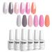 Vishine Gel Nail Polish Kit Set of 6 Color Pink Series UV LED Soak Off Gel 8ml Professional for Home Salon DIY Nail Art Gift Set