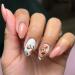 Rosarden Almond Medium Long False Nails - French Tip Fake Nails Christmas Cartoon False Nails with Glue Stickers Oval Acrylic Full Cover Glue on Nails for Women and Girls