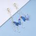 Vintage Resin Butterfly Dangle Earrings | Long Pearl Chain & Raw Crystal Drop Earrings for Women - Unique Blue Jewelry - Buy Online on GoSupps.com