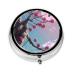 Small Pink Flowersround Pill Box 3 Compartments Round Pill Box Organizer for Purse Or Pocket Portable Travel Pill Box