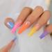 Colorful Ombre Rainbow French Coffin False Nails - Long-lasting, Reusable, Summer Shades | L5880 - Buy Online on GoSupps.com