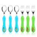 Lehoo Castle Toddler Fork and Spoon Set 6pcs Stainless Steel Children's Cutlery Kids Cutlery Flatware Incudes3 x Spoons 3 x Forks (No Knives) Green/Blue