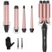 Wand Curling Iron Interchangeable Triple Barrel Curling Wand Set Curler and Waver Curl Hair Styler Tool for Hair Tool (Rose Gold)