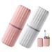 Toothbrush Travel Case 2Pcs Splited Design Toothbrush Case with Mouthwash Cup Portable Plastic Toothbrush Holders with Close Fit Slotted Divider for Bathroom School Business Trip
