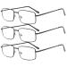 Eyekepper 3-Pack Reader Rectangular Spring Temple Large Metal Reading Glasses Men Black +2.50