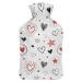 Hot Water Bottle With Lid Hearts And Stars Pattern Rubber Hot Water Bag For Pain Relief Cramps Foot Warmer Hot And Cold Therapy