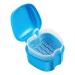 Denture Case Denture Bath Box Case Dental Orthodontic Retainer False Teeth Storage Case Box with Strainer denture cups for soaking dentures (Blue)