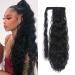 Corn Wave Ponytail Extension Clip in - 22 Inch Long Wavy Curly Wrap Around Pony Tail Heat Resistant Synthetic Hairpiece for Women (Natural Black #1B) 22 Inch (Pack of 1) Natural Black #1B